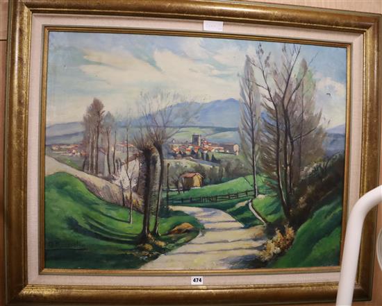 G. Rousselon, oil on canvas, Auvergne country scene, signed, 61 x 80cm